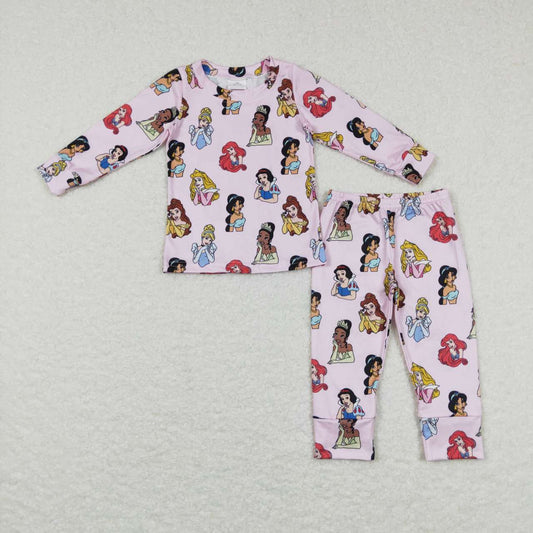 GLP0970 Cartoon princess pink long sleeve pants girls pajamas