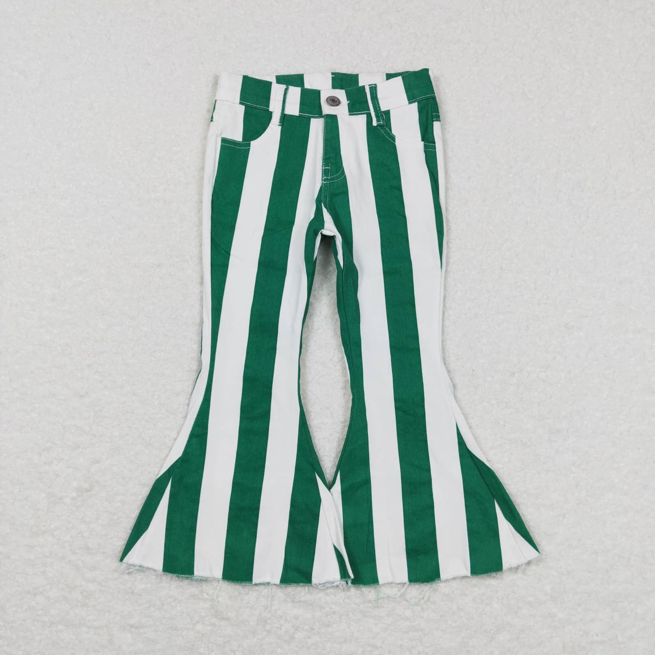 P0330 Green striped denim pants