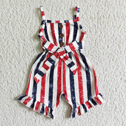 SR0032 4th Of July Striped Print Baby Jumpsuits