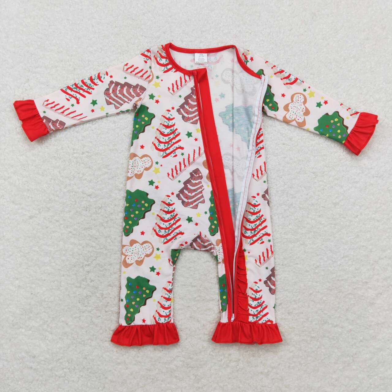 LR1149 bamboo Christmas tis the season cake red long sleeve girls romper