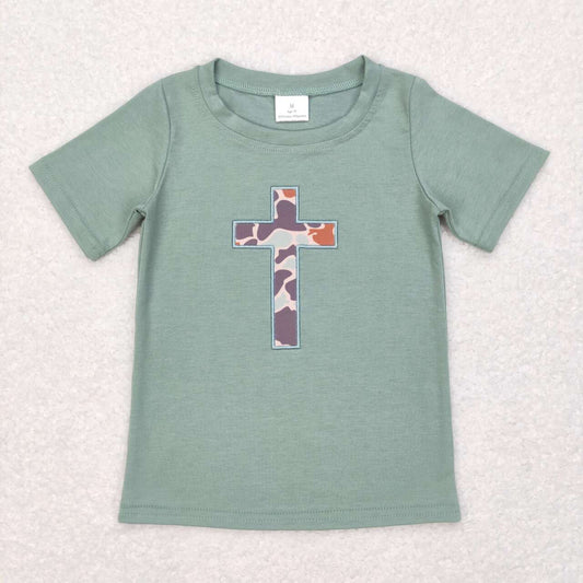 BT0443 Easter camo green short sleeve kids top