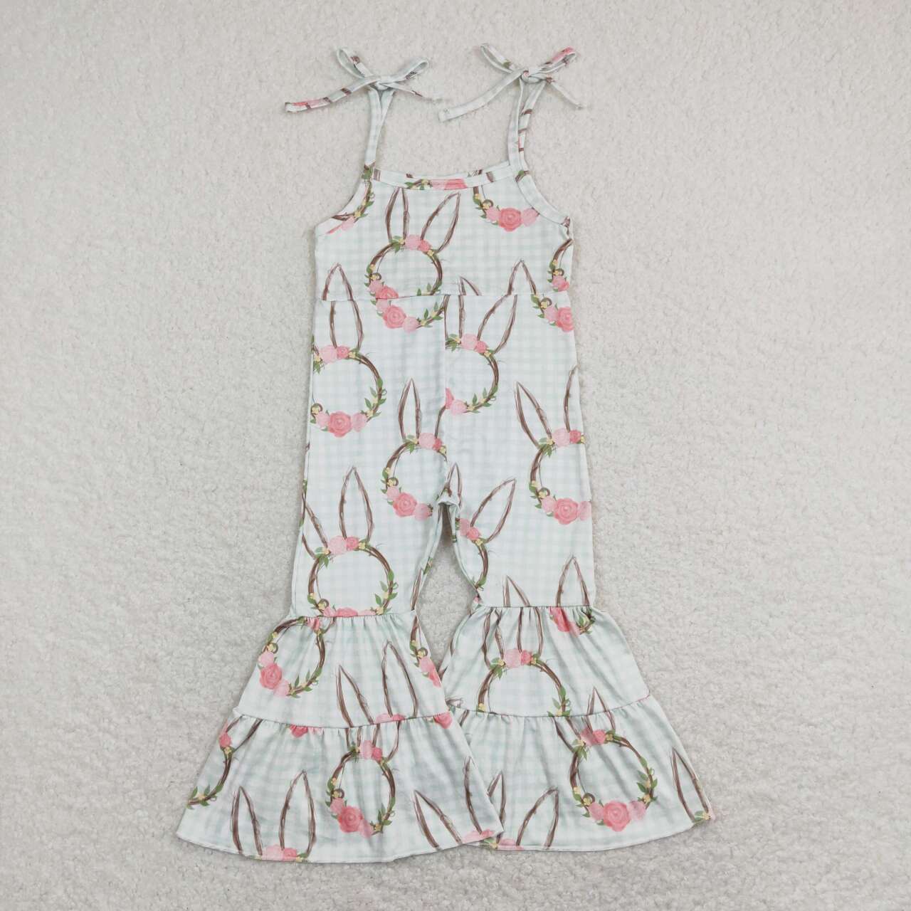 SR0875 Easter Rabbit Flowers Girls Jumpsuits
