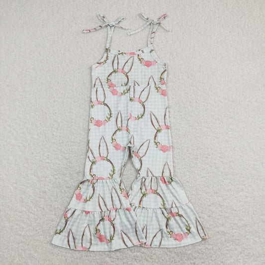 SR0875 Easter Rabbit Flowers Girls Jumpsuits