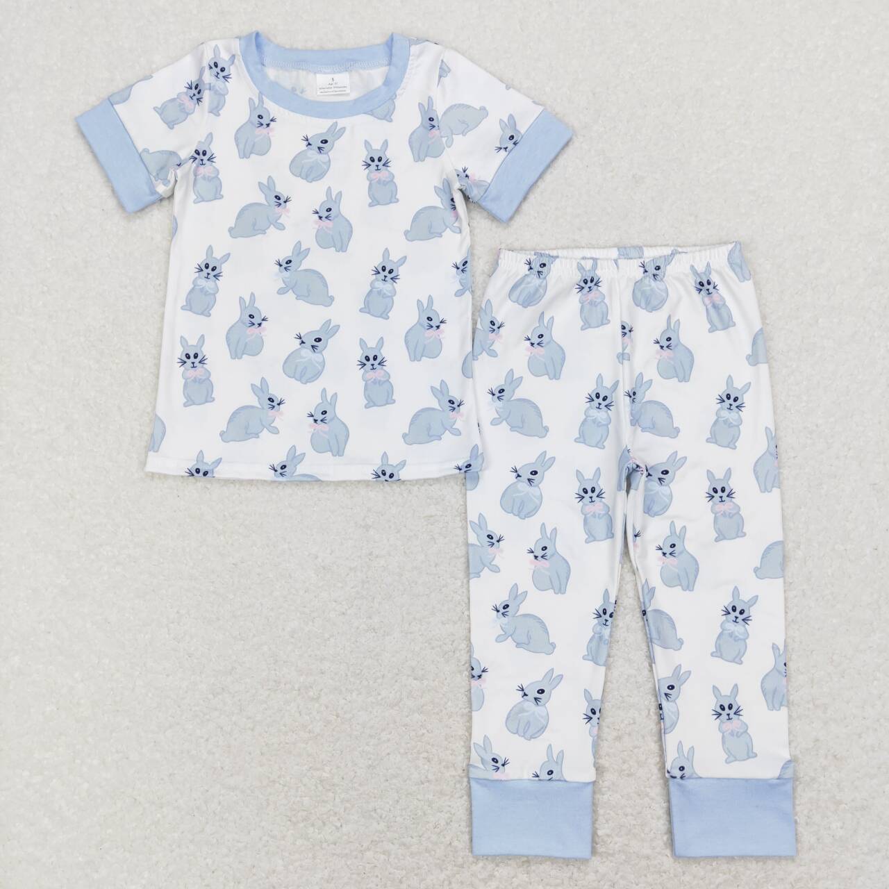 BSPO0237 Easter rabbit blue short sleeve pants boys pajamas