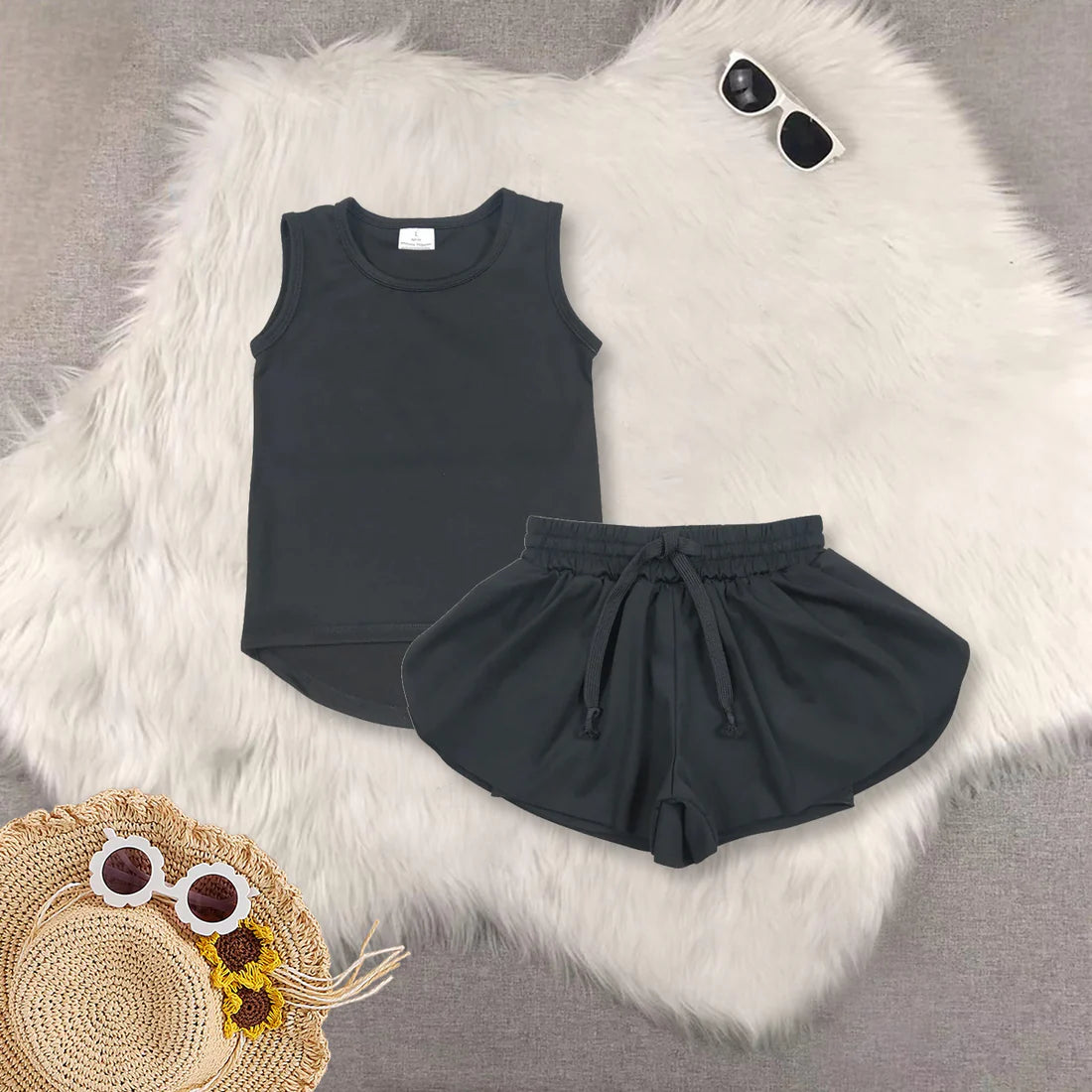 solid color yoga girls set RTS Sibling clothes