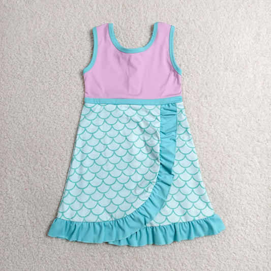 GSD4125 Yoga Light Blue Pink Skorts Girls Dress