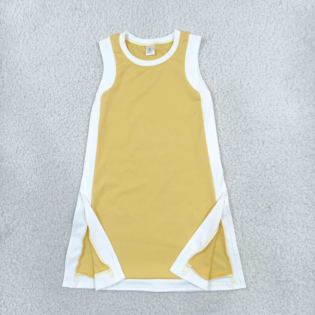 GSD4254 Yoga Yellow White Sleeveless Girls Dress