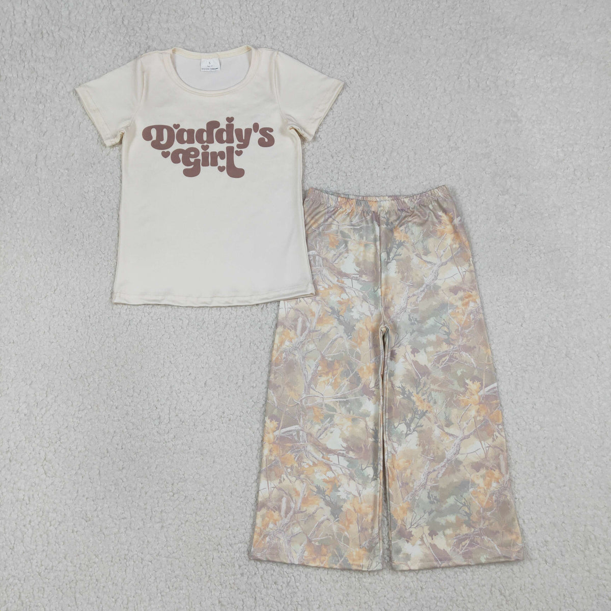 GSPO2258 Daddy's Girl Short Sleeve Camo Pants Girls Set