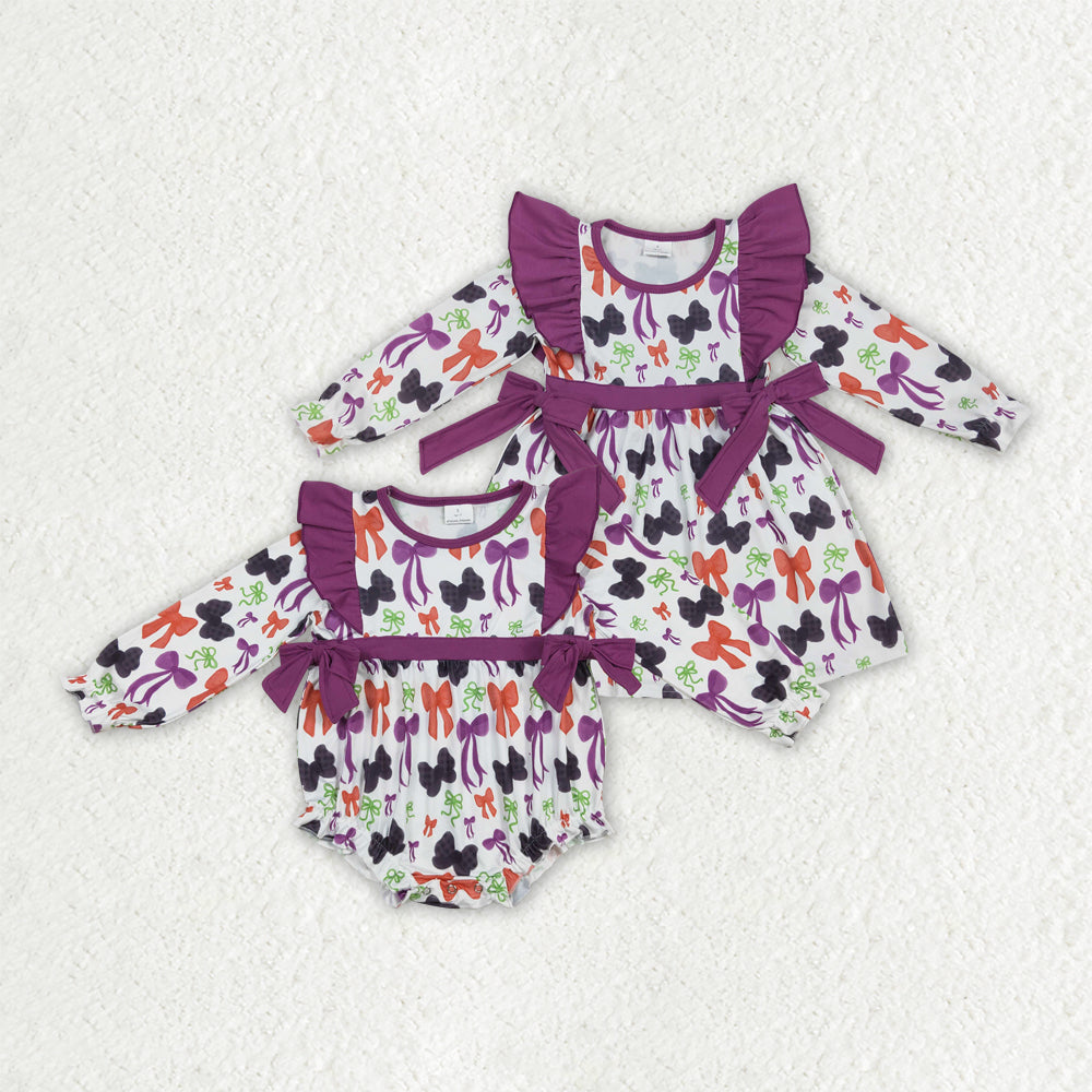 Halloween black purple bows Sibling Clothes RTS sibling clothes