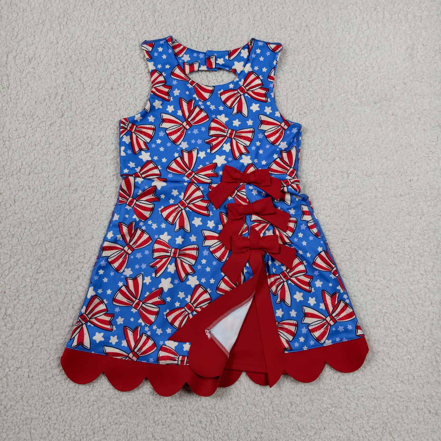 GSD3925 Yoga July 4th Blue Red Bows Skorts Girls Dress