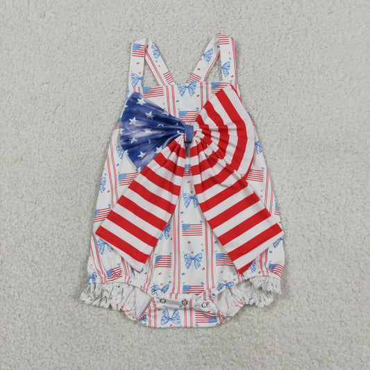 SR3862 July 4th Bow Girls Romper