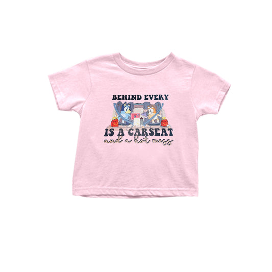 custom Cartoon dog pink short sleeve t-shirt