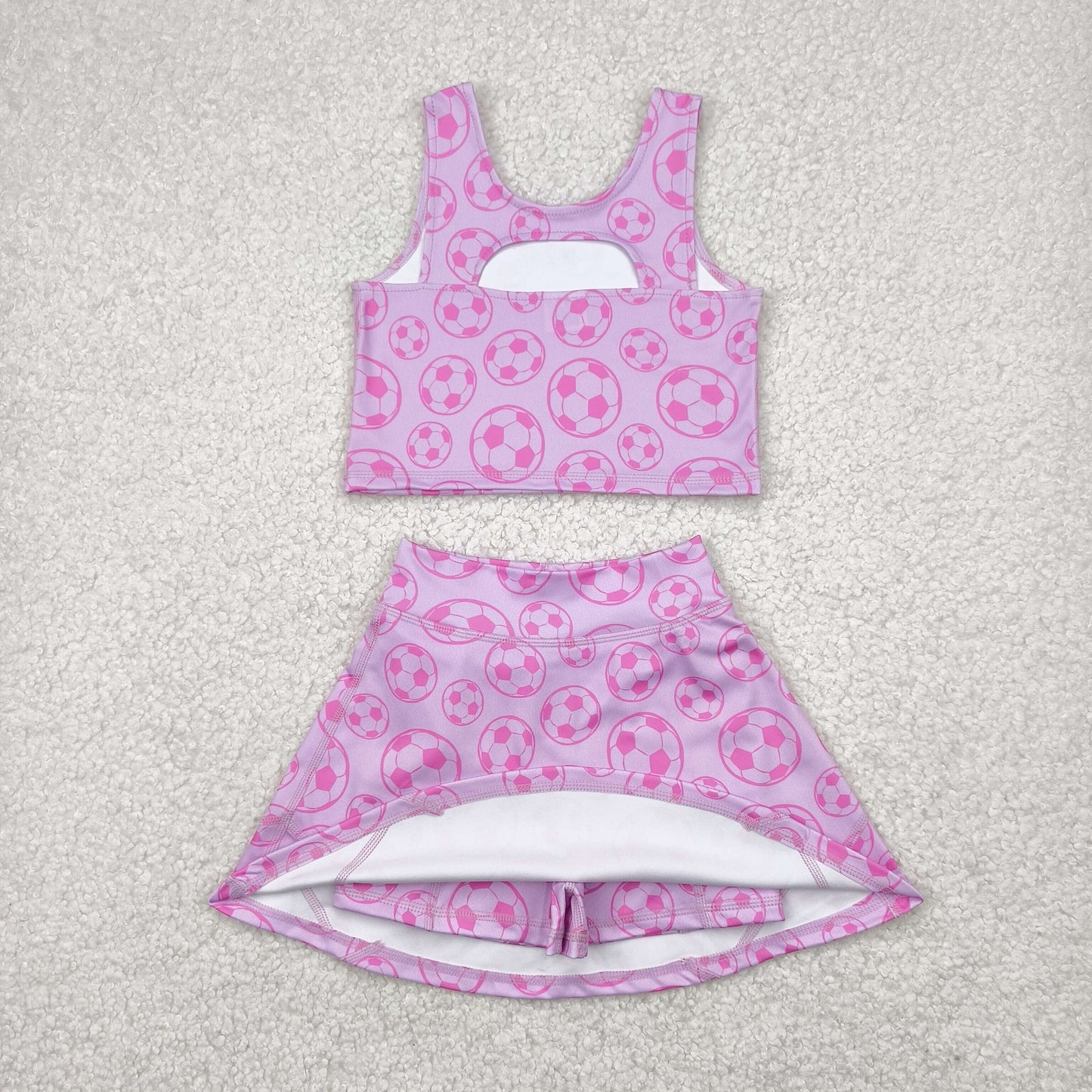 yoga GSD1468 football team soccer pink sleeveless skirt girls set