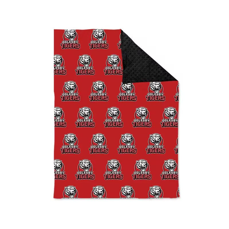 custom style football TIGERS red black baby blanket