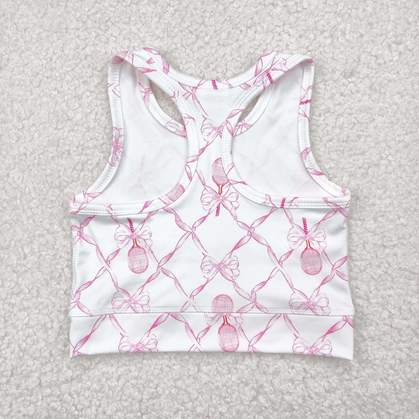 GT0883 pink bows tennis racket yoga girls top
