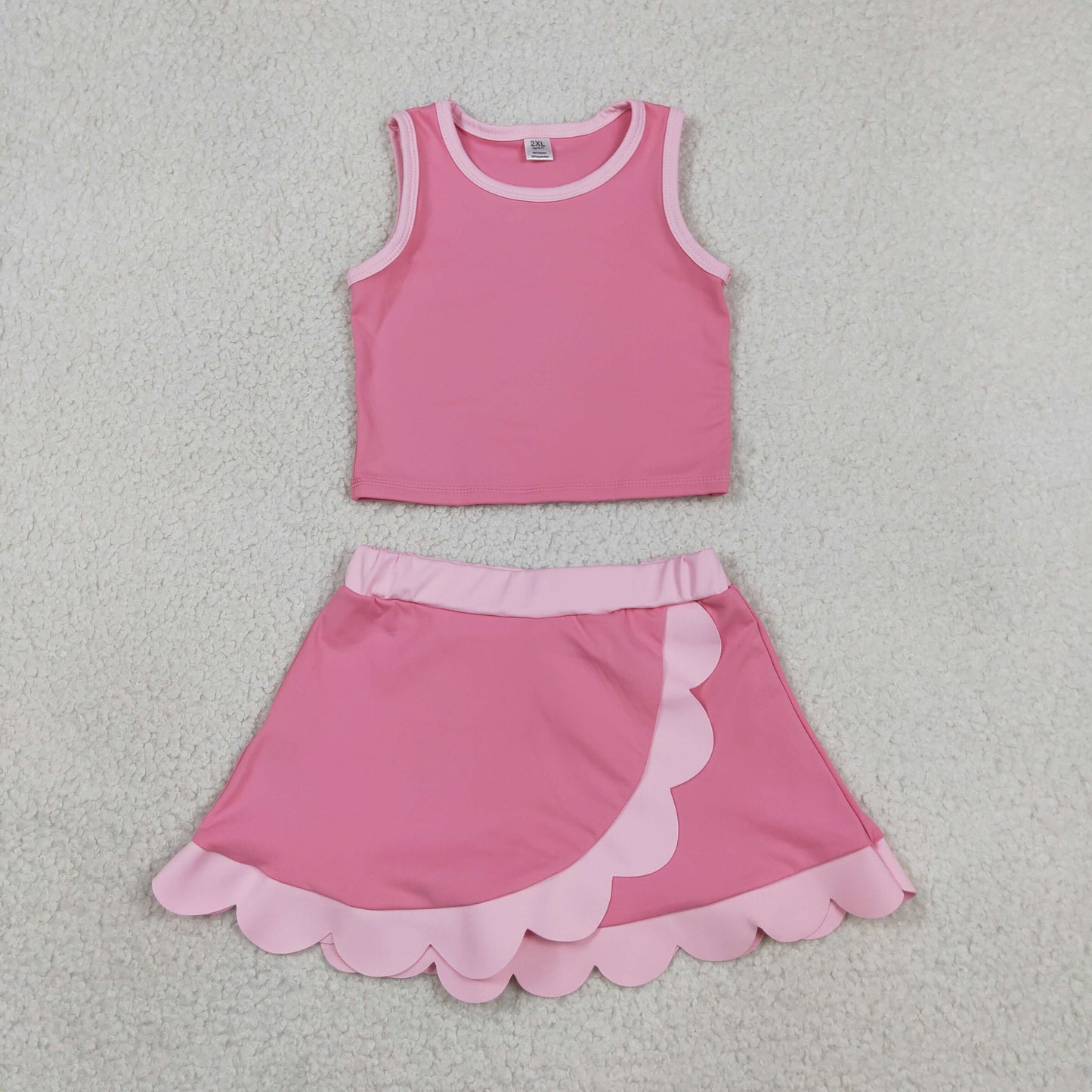 GSD4063 Yoga Pink Sleeveless Skorts Girls Set