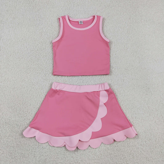 GSD4063 Yoga Pink Sleeveless Skorts Girls Set