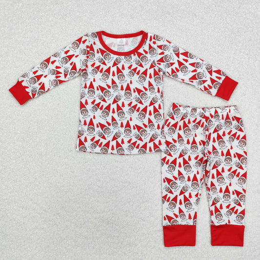 bamboo BLP0558 Christmas spirit red long sleeve pants boys pajamas