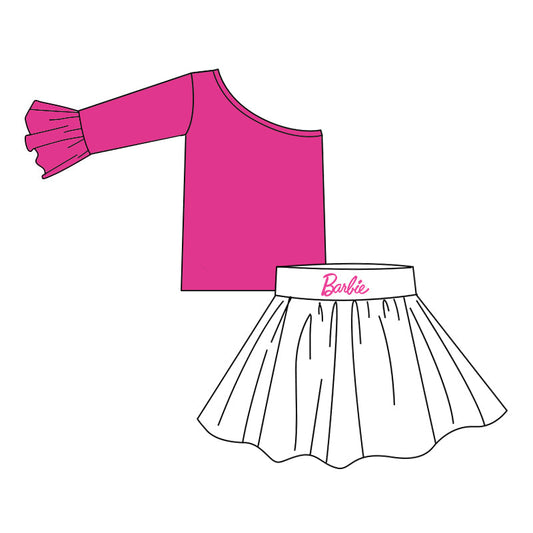 custom S 10.13 BA pink one-sleeve skirt girls set