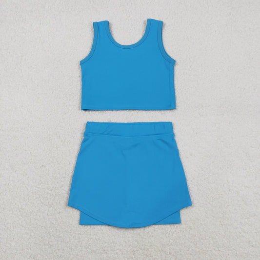 GSD2659 yoga blue sleeveless skirt skorts girls set