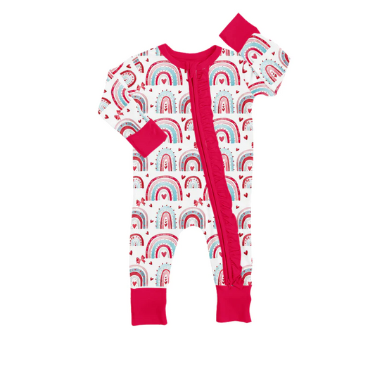 custom S 10.3 Rainbow red long sleeve girls romper