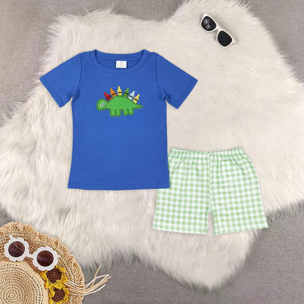 Embroidery back to school dinosaur pen set RTS Sibling Clothes