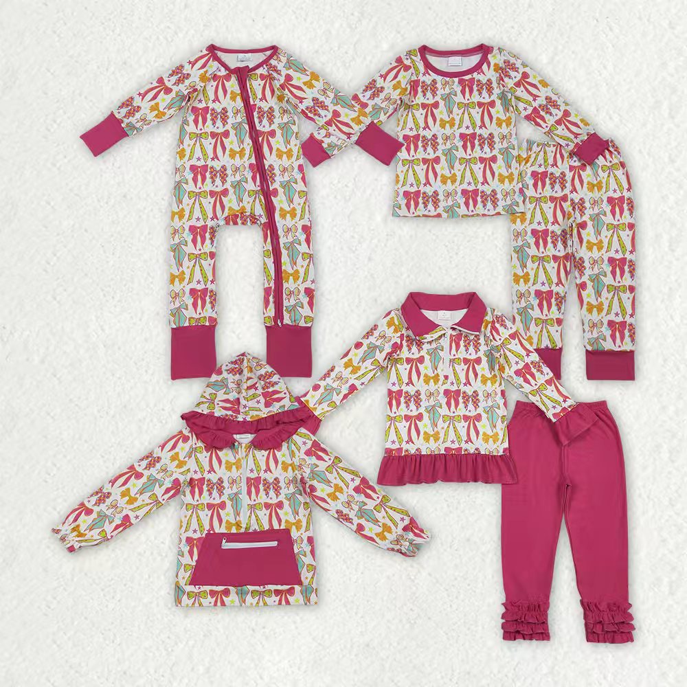 colorful bows hot pink RTS Sibling Clothes