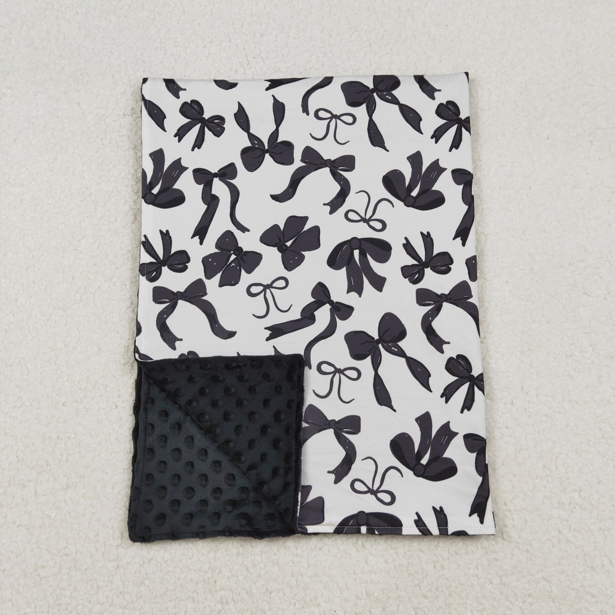 BL0217 coquette black bows baby blanket