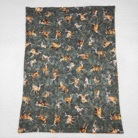 BL0168 hunting deer dark green baby blanket