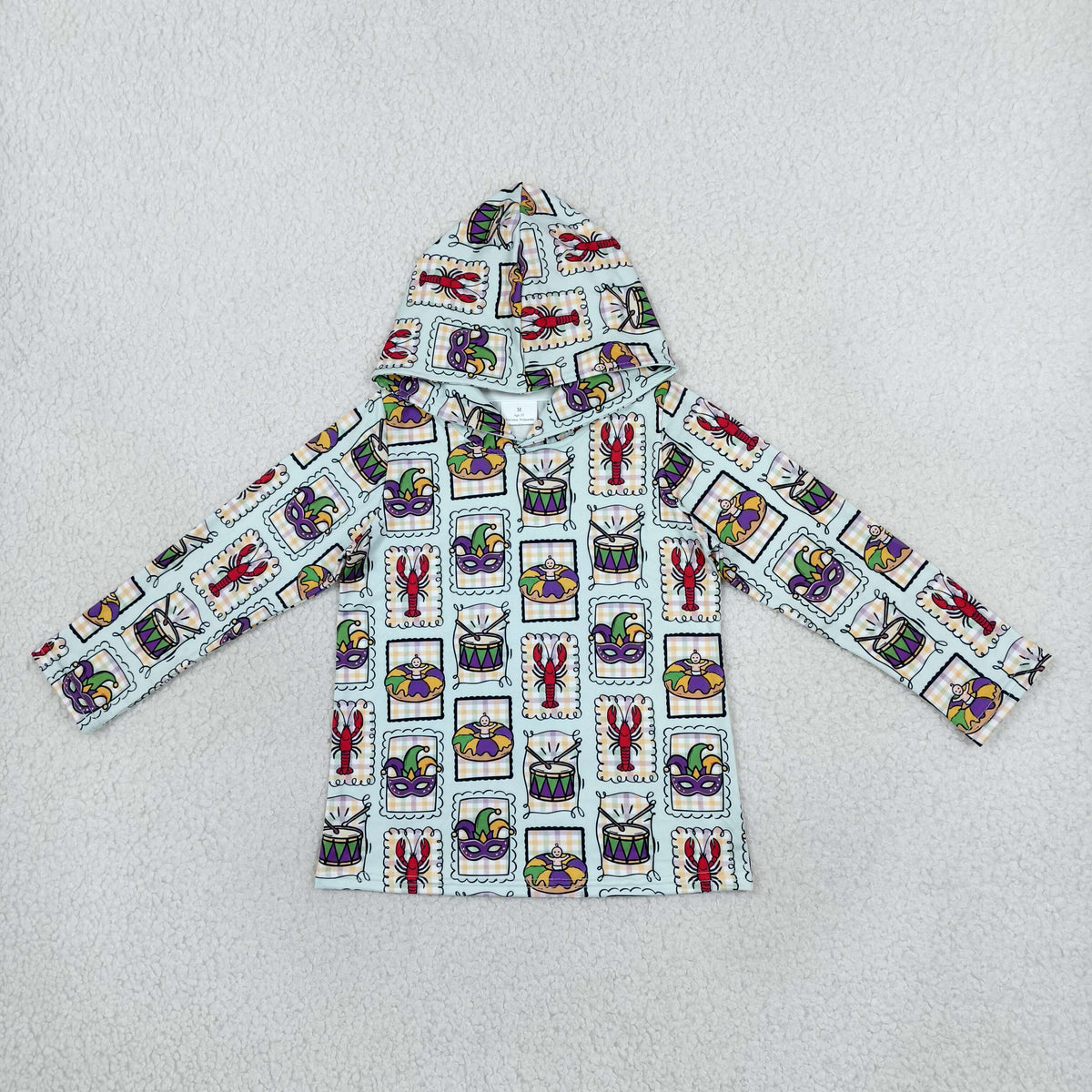 BT1968 Mardi Gras Crayfish Hoodie Long Sleeve Boys Top