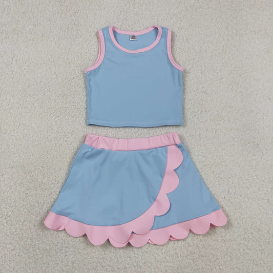 GSD4014 Yoga Blue Sleeveless Skorts Girls Set