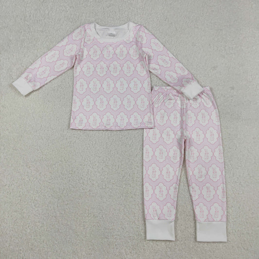 GLP3067 Easter bunny rabbit pink long sleeve pants girls pajamas