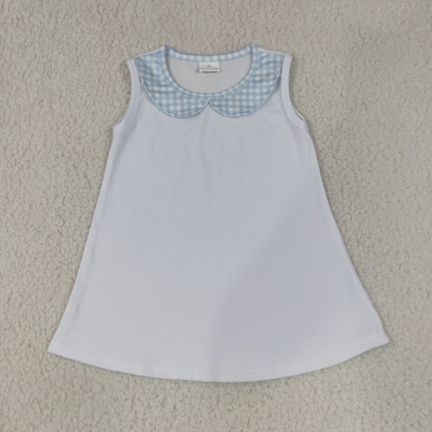 BT1847 Peter Pan Collar Blue White Sleeveless Boys Top