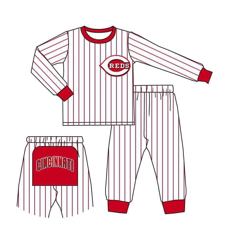 custom S 10.10 Team red striped long sleeve pants kids pajamas