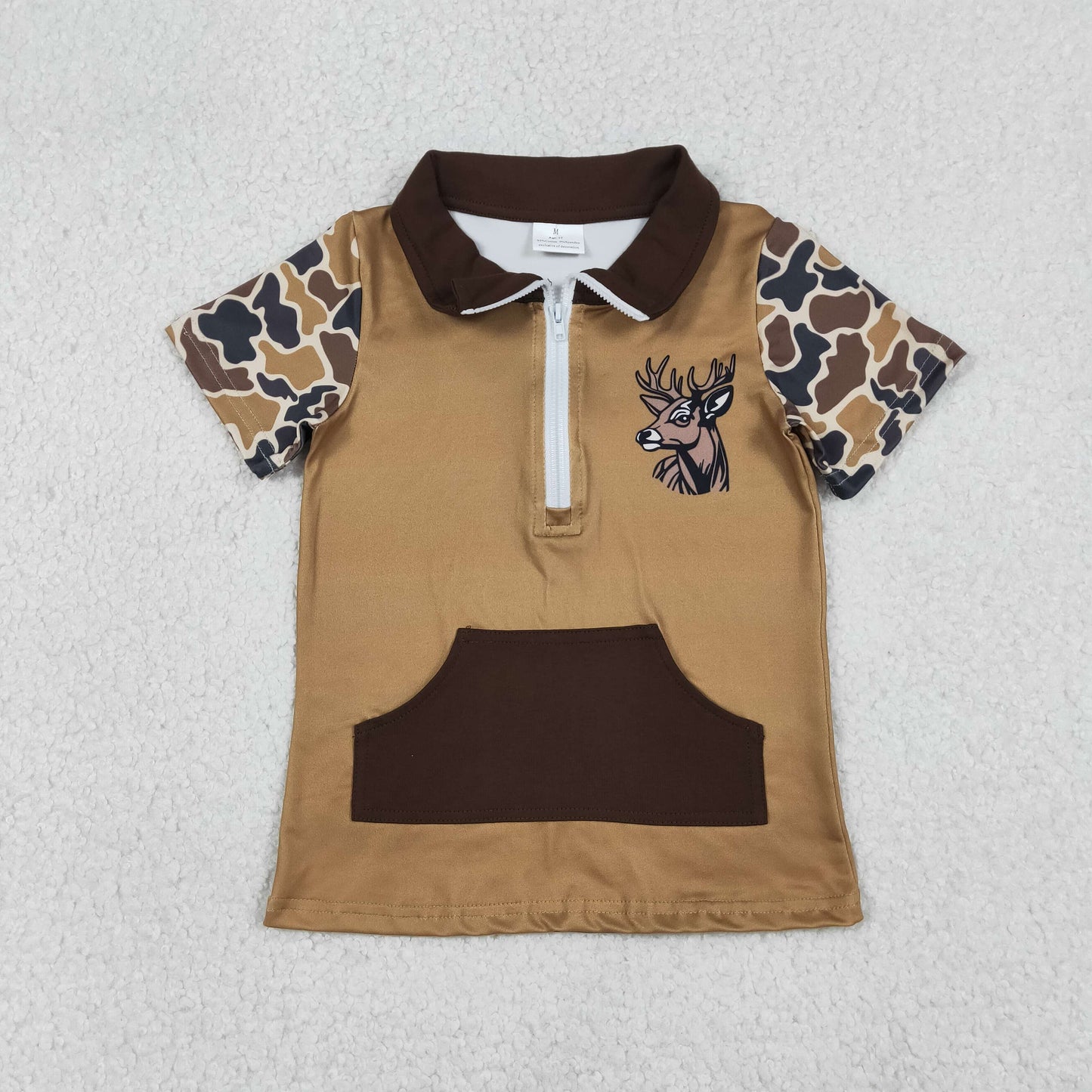 Hunting Style Pocket Zipper Boys Top Sibling Clothes RTS