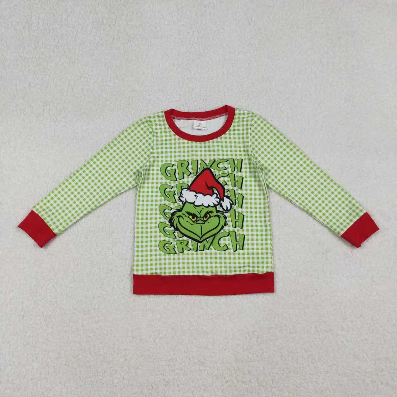 Christmas green face top/romper RTS sibling clothes