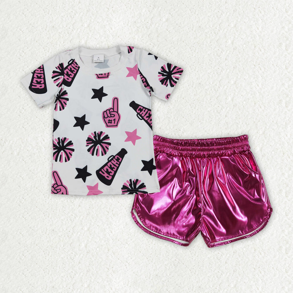cheer top leather shorts girls set RTS Sibling Clothes
