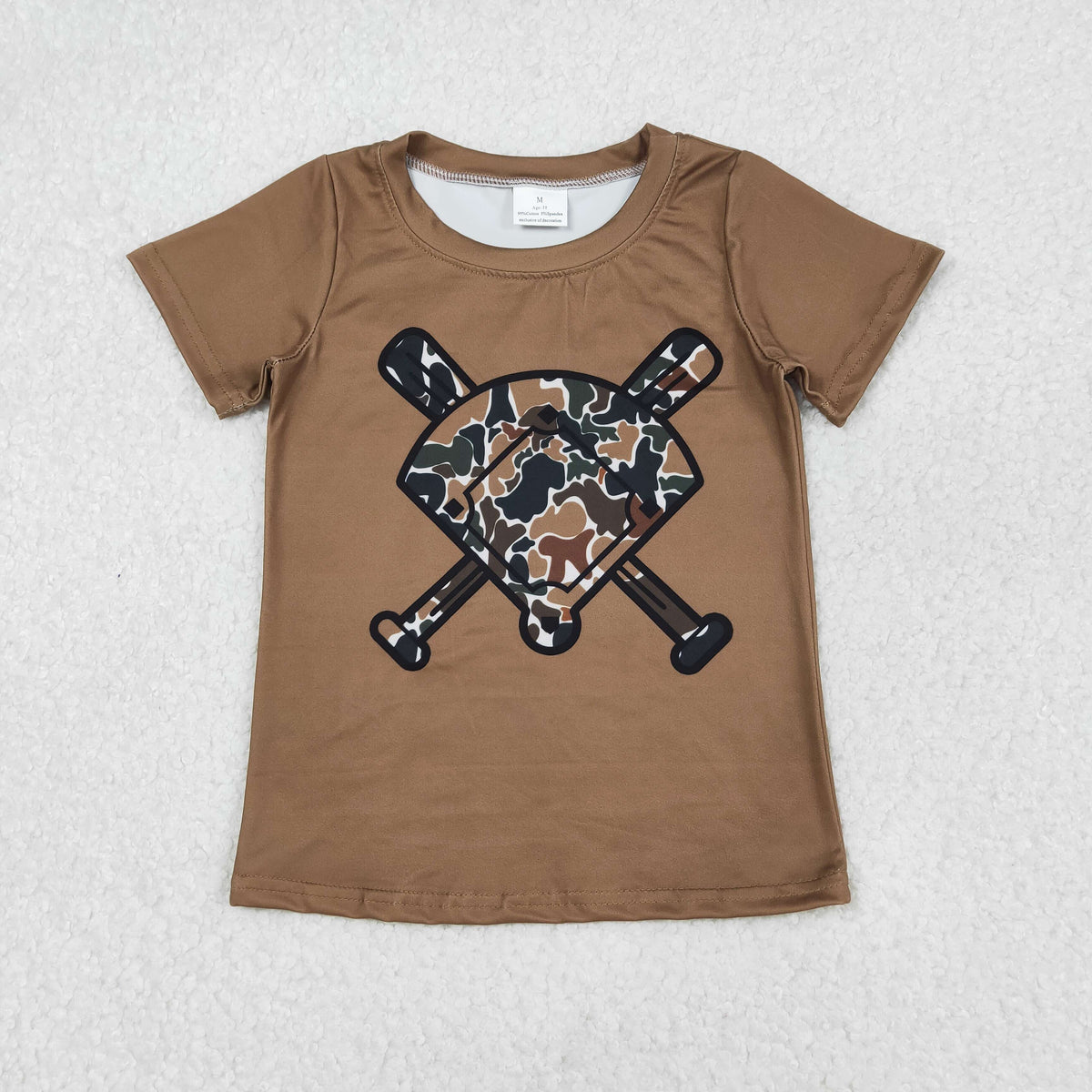 BT1420 hunting baseball camo short sleeve boys top
