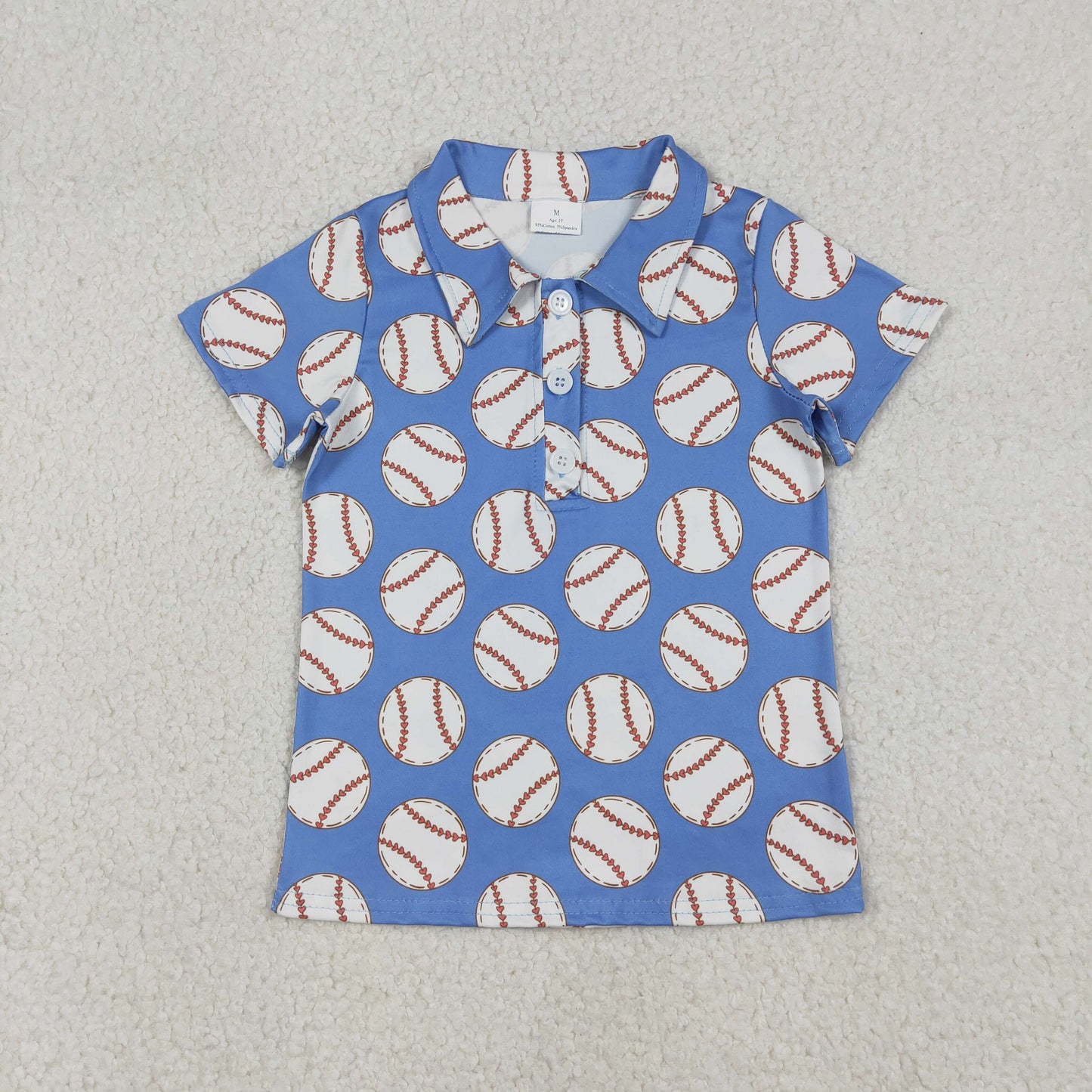 BT1578 Baseball Blue Short Sleeve Boys Top