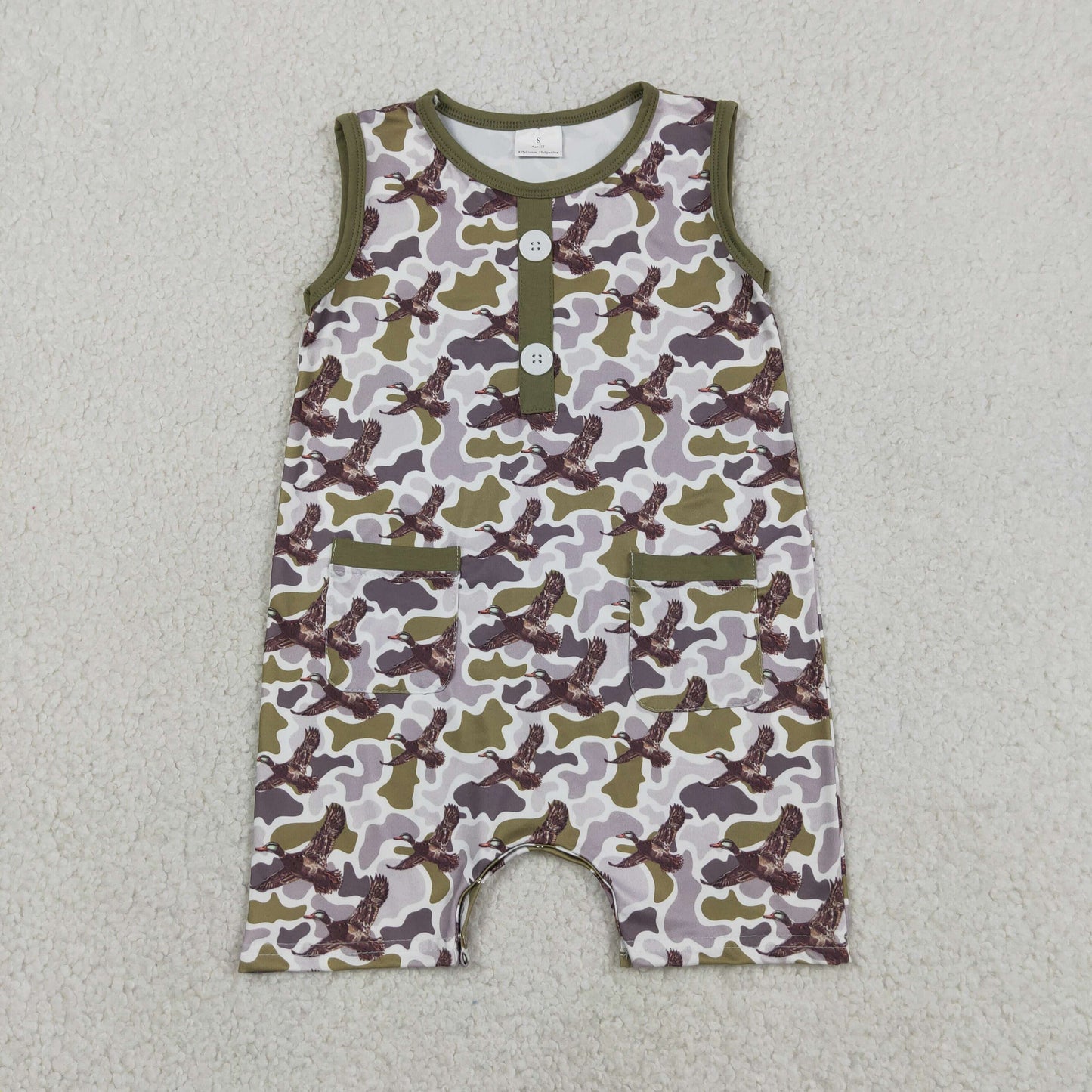 SR3946 Mallard Duck Camo Sleeveless Boys Romper