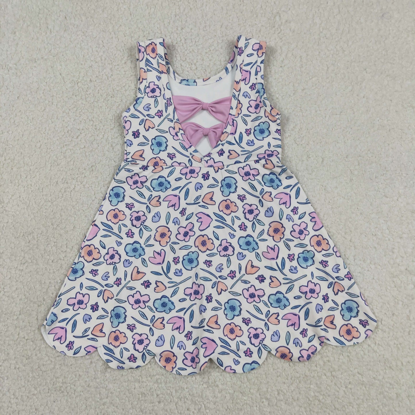 GSD3808 Yoga Scallop Flowers Sleeveless Skorts Girls Dress
