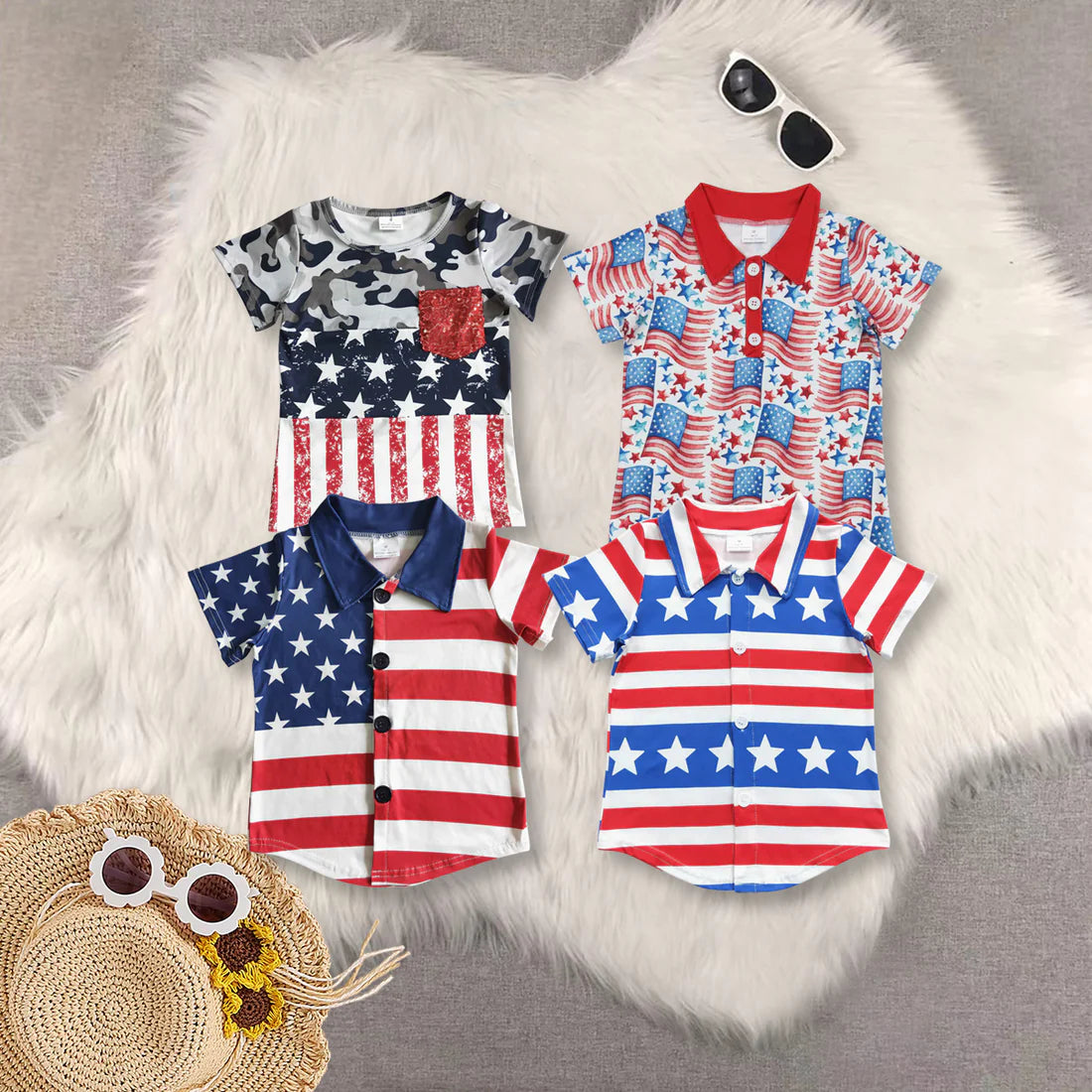 July 4th star flag Top RTS Sibling Clothes