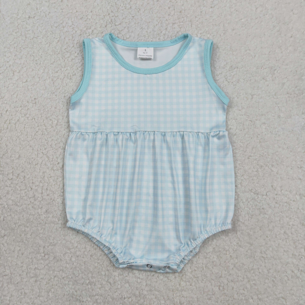 preorder SR3554 Blue Checkered Sleeveless Boys Romper