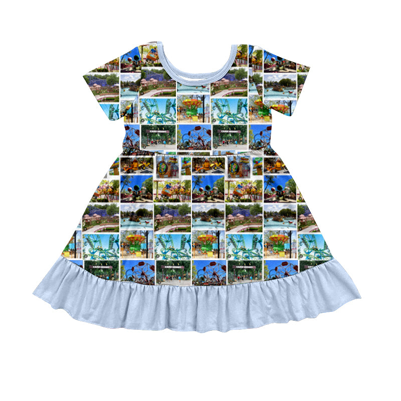 custom amusement park short sleeve girls dress