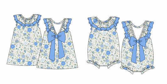 Custom Moq 3 Blue Flowers Sibling Clothes