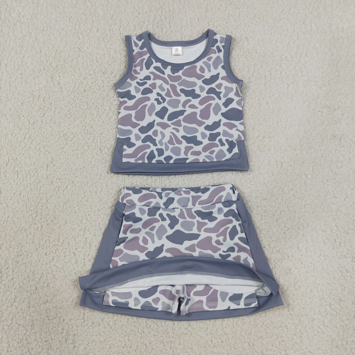 GSD4230 Yoga Camo Sleeveless Bows Skorts Girls Set