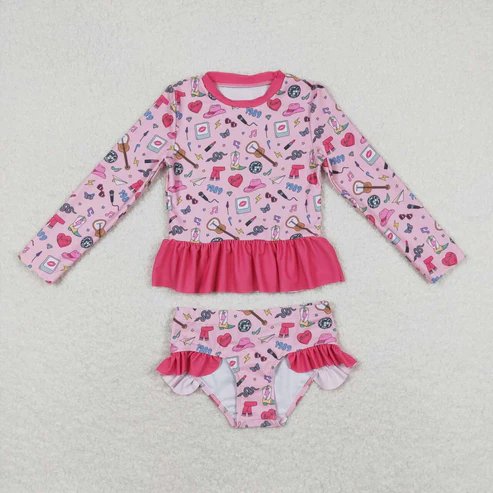 2pcs long sleeve girls swimsuits RTS sibling clothes
