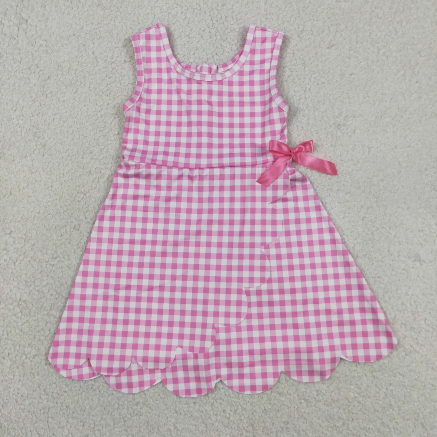 GSD3779 Yoga Pink Checkered Sleeveless Skorts Girls Dress