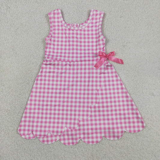 GSD3779 Yoga Pink Checkered Sleeveless Skorts Girls Dress