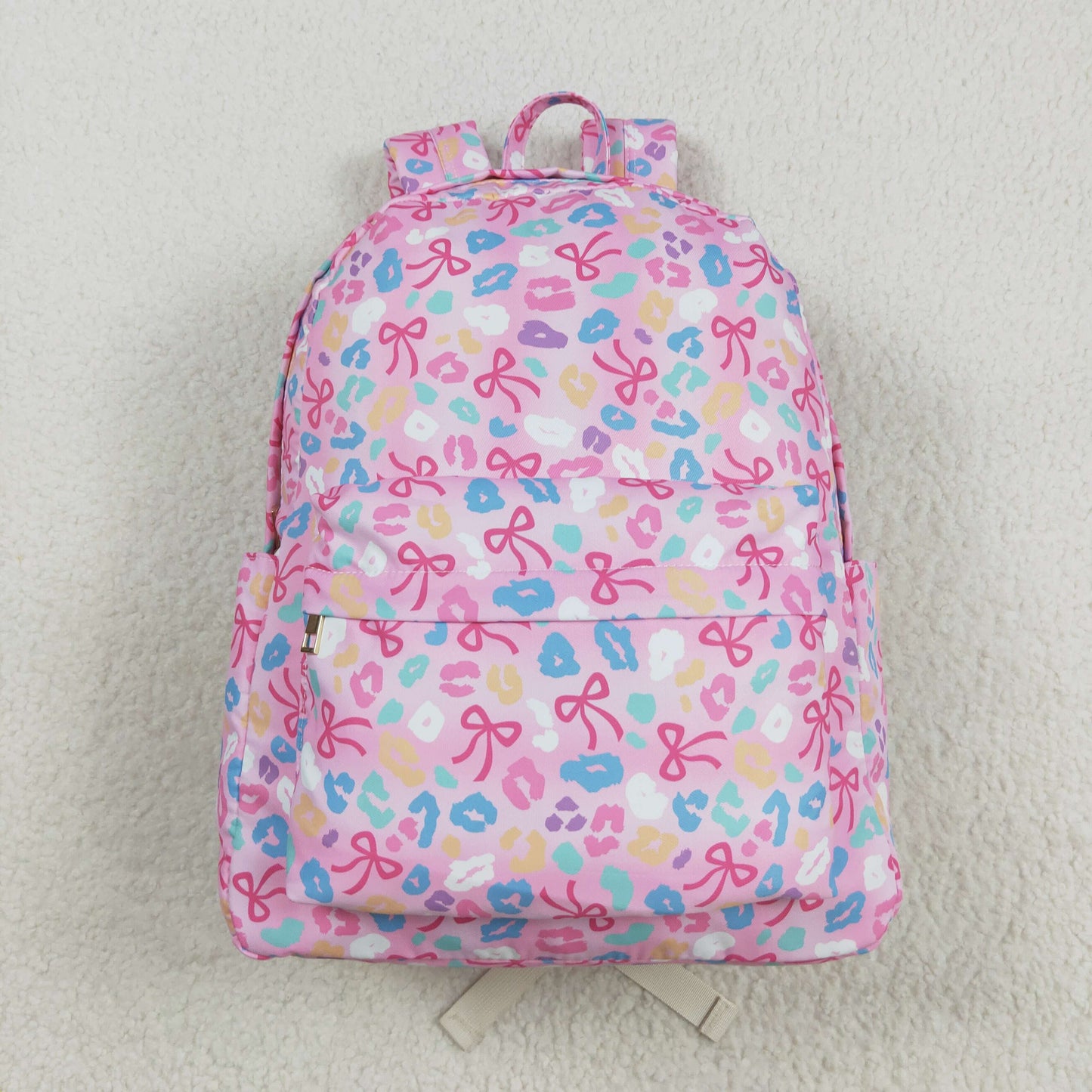 BA0319 colorful leopard bows pink school bag